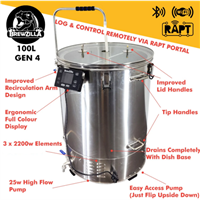 BrewZilla All Grain Brewing System, Gen 4, Integrated Pump, 100L, 26 Gallon 240V