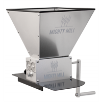 Mighty Mill 3-roller Grain Mill, 3/8" Drive with Hand Crank and Hopper